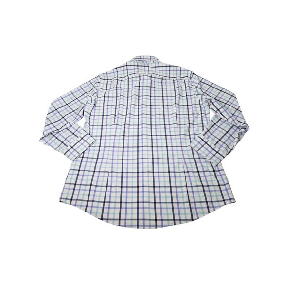 Mizzen + Main Leeward Button Up Shirt Check Men's XXL Trim Fit White Blue - Picture 7 of 9